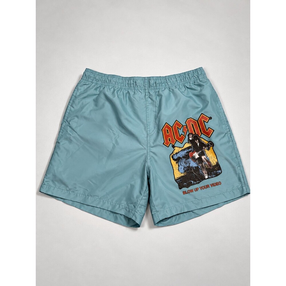 AC/DC Blow Up Your Video Men's M Blue Swim Trunks Board Shorts Mesh Lined 2022